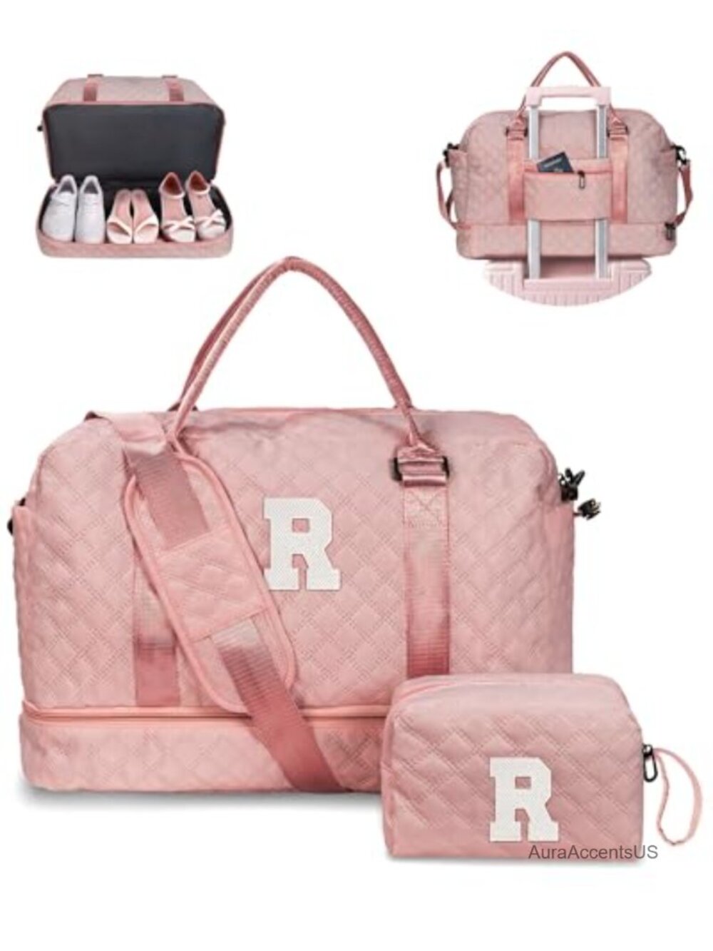 Monogram Duffel Bag Travel Weekender Shoulder Strap Carry-on